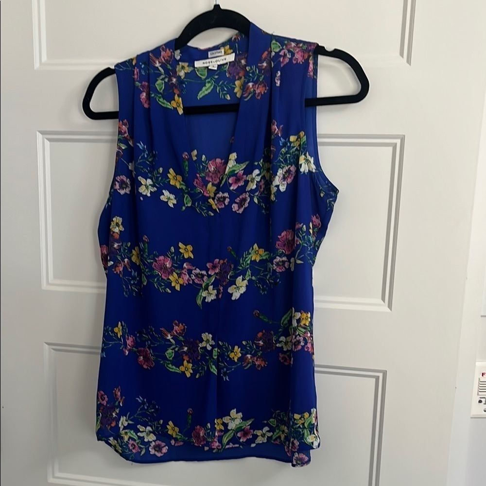 Floral Blue Sleeveless Top